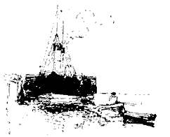 line drawing of departing boat