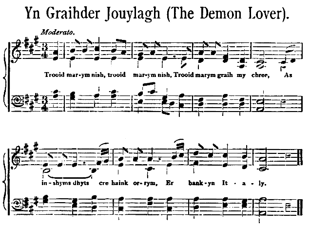 Music, Manx Ballad, 1896 - Yn Graihder Jouylagh (The Demon lover)