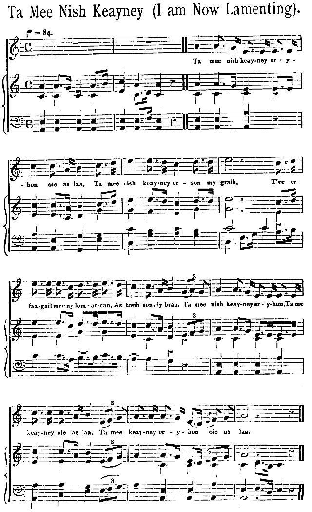 Music, Manx Ballads, 1896 - Ta mee nish keayney (I am lamenting)