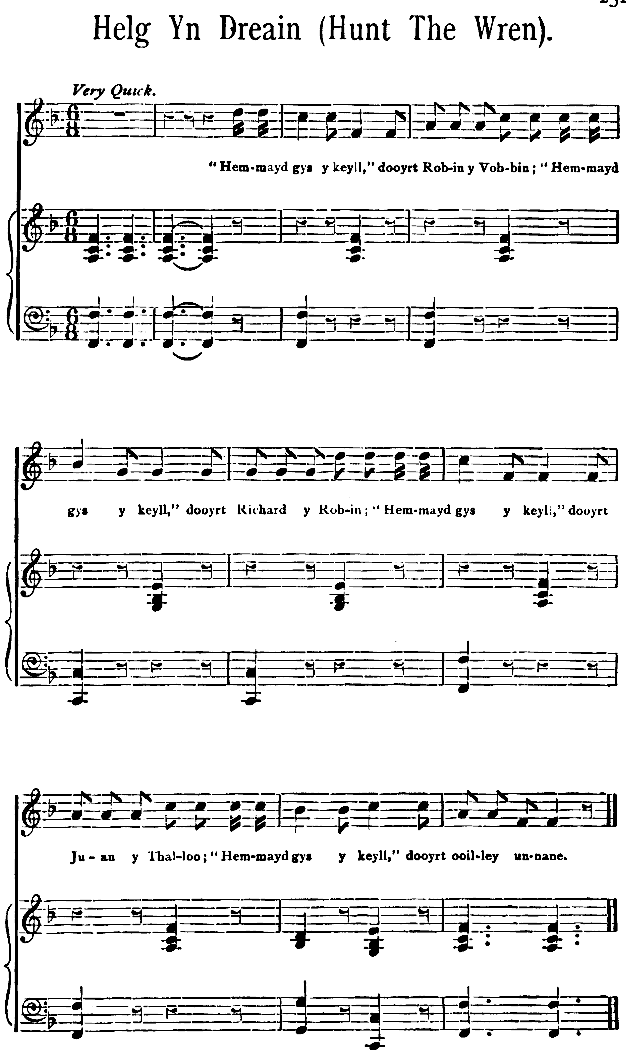 Music, Manx Ballads, 1896 - Helg yn Dreain(Hunt the Wren)