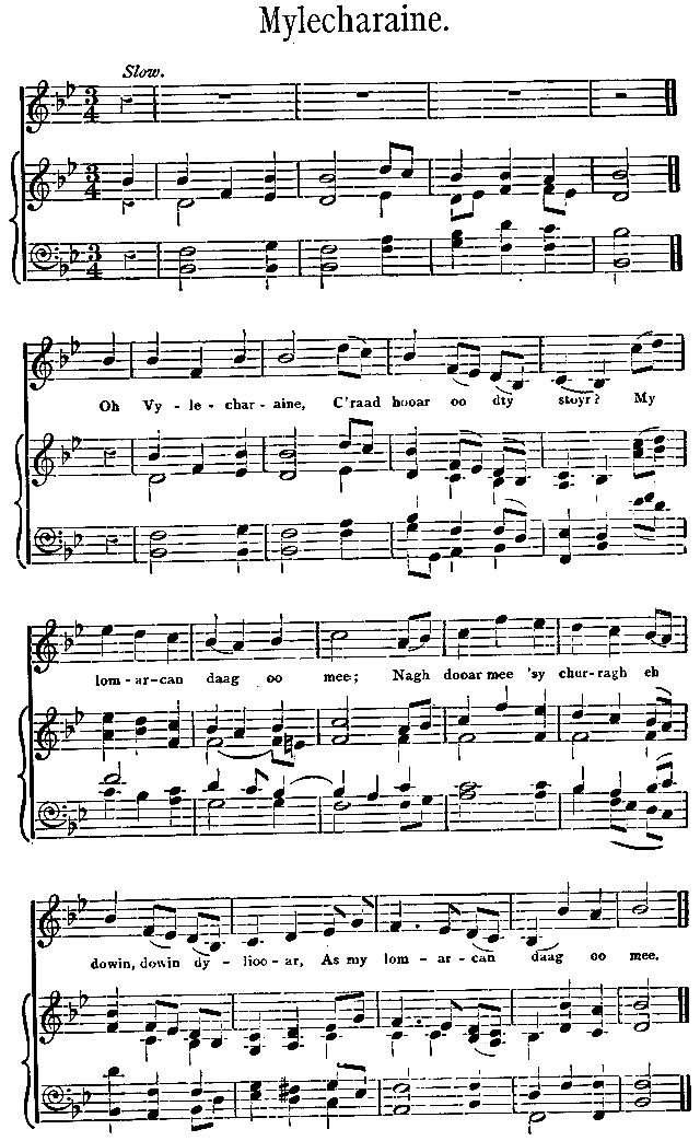 Music, Manx Ballads, 1896 - Mylecharaine (major)