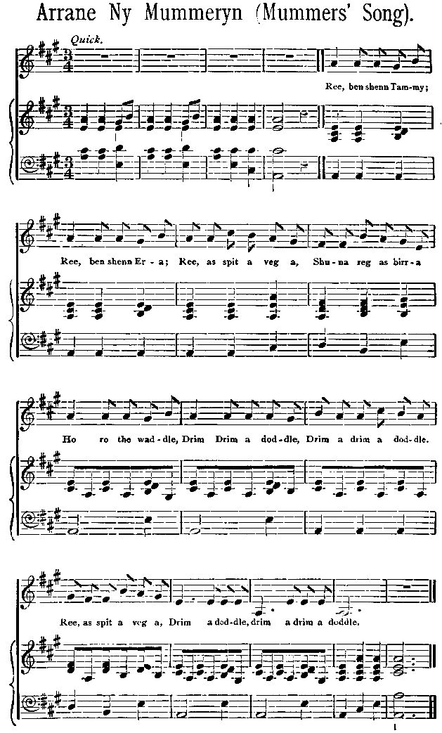 Music, Manx Ballads, 1896 - Arrane ny Mummeryn (Mummers' Song)