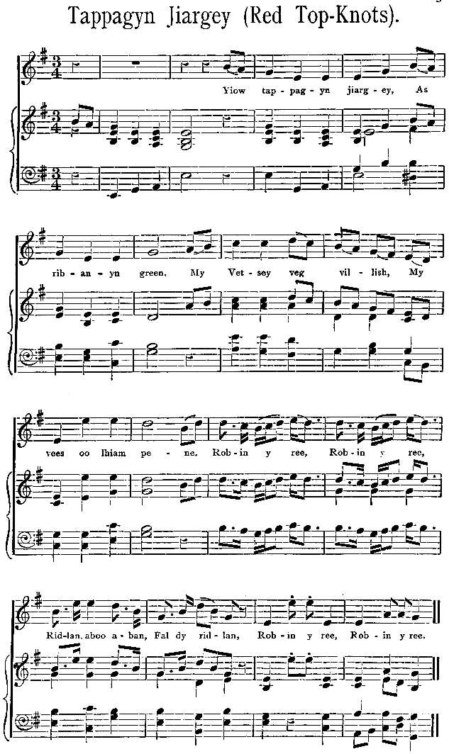Music, Manx Ballads, 1896 - Tappagyn Jiargey (Red Top-Knots)