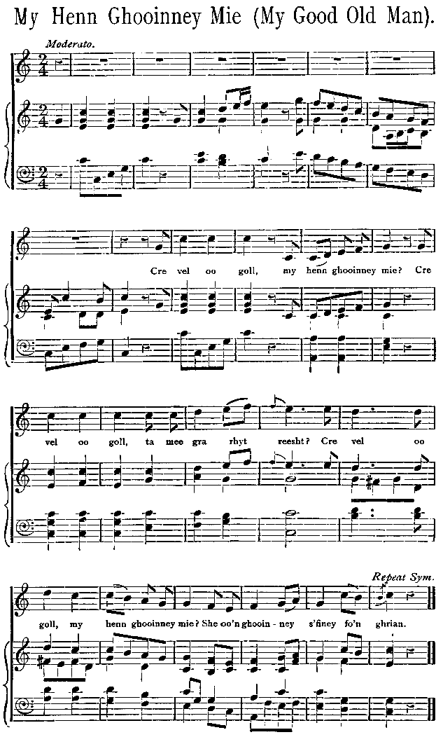 Music, Manx Ballads, 1896 - My Henn Ghooinney mie