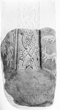 UNINSCRIBED CROSS-SLAB, JURBY. ODIN CARRIES THE HERO TO VALHALL