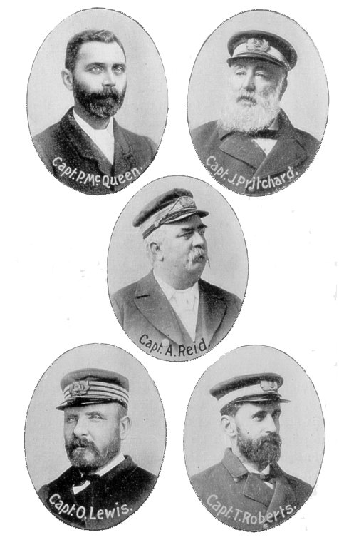 Captains P. McQueen, Pritchard, Reid, Lewis, and Roberts
         