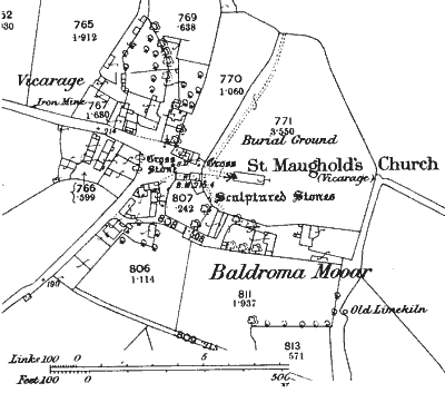 Plan Maughold Village + Church, 1868