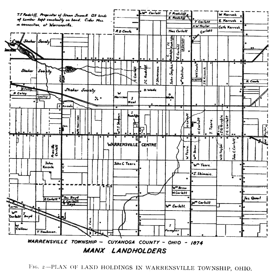 plan of Manx landholders in Warrensville, Ohio