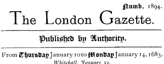 London Gazette - Addresses, 1683