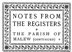 NOTES FROM THE REGISTERSTHE PARISH OF MALEW