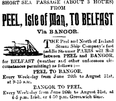 Advert from Manx Sun 10 August 1889