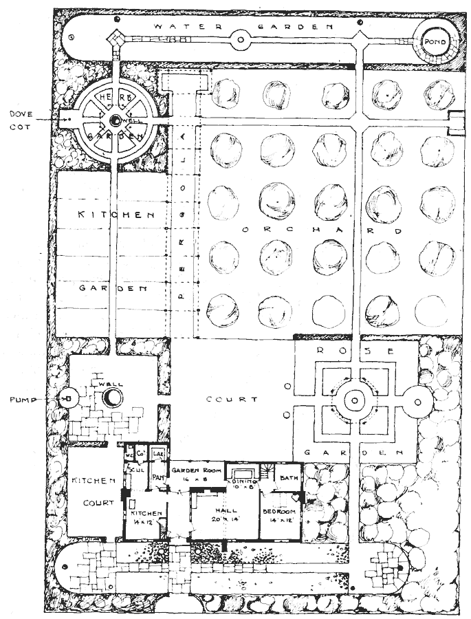 A Country Cottage - General Garden Plan - M.H. Baillie Scott