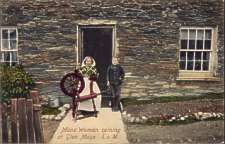 Manx Woman spinning at Glen Maye